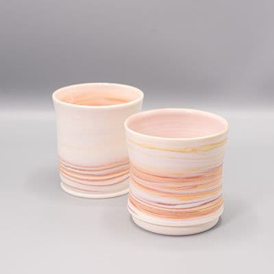Porzellanbecher orange-weiß
