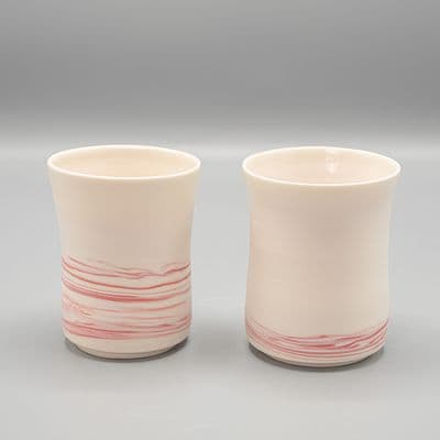 Porzellanbecher rosa-weiß