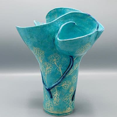 Blauwe bloemmotief vaas